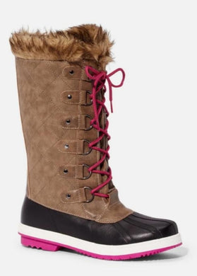 Marley Faux Fur Snow Boot (Taupe & Berry)
