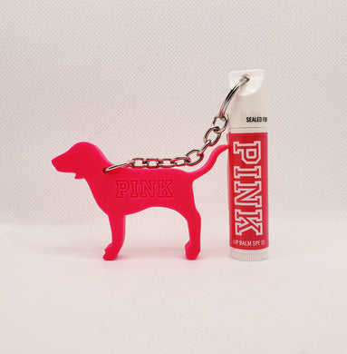 Pink Dog Lip Balm Keychain