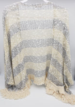 Load image into Gallery viewer, Grey and Cream Boutique Throw Over Cardigan Tassel Fringe Lightweight Sweater