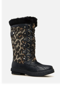 Solene Black And Leopard Winter Boot