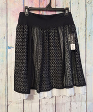 Load image into Gallery viewer, Black &amp; White Midi Knee Length Skirt With Lace Overlay (Medium)