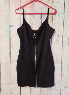 Zippered Black Mini Dress or Tunic Tank (L/XL)