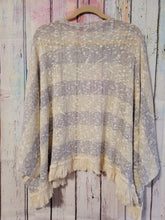 Load image into Gallery viewer, Grey and Cream Boutique Throw Over Cardigan Tassel Fringe Lightweight Sweater