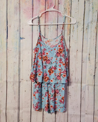 Cool Floral Flounce Stretch Romper (medium)