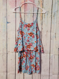 Cool Floral Flounce Stretch Romper (medium)