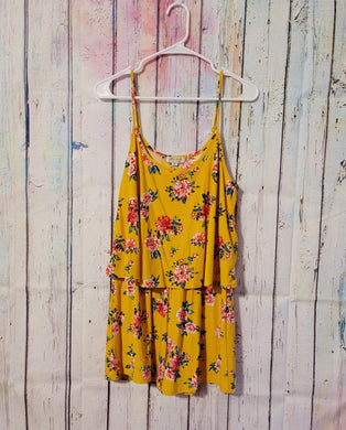 Warm Floral Flounce Stretch Romper (medium)