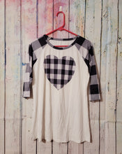 Load image into Gallery viewer, 3/4 Sleeve Plaid Heart Super Soft Raglan Top