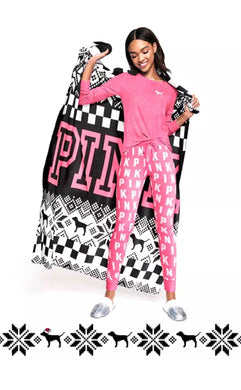 VS Pink Fair Isle Cozy XL Throw Blanket