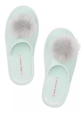 VS Pom Slippers (mint and grey)