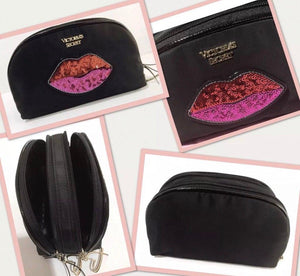 VS Sequin Lips Makeup Bag Organizer Zip Pouch