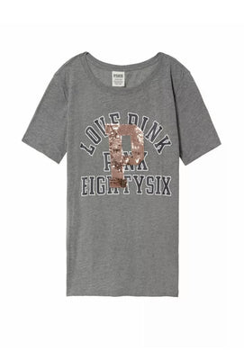 VS Pink
Rose Gold Sequin Bling Perfect Crew Tee