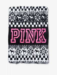 VS Pink Fair Isle Cozy XL Throw Blanket