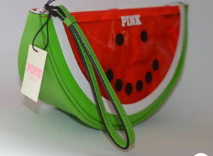 VS Pink Watermelon Clear Wristlet Makeup Beauty Bag