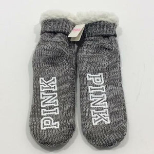 VS Pink Knit Sherpa-Lined Slipper Socks