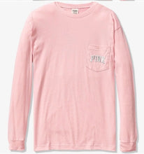 Load image into Gallery viewer, VS Pink Ombre Bling Campus Long Sleeved Tee Chalk Rose