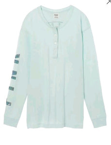 VS Pink Mint Green Henley Bling Campus Long Sleeve