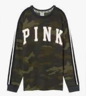 VS Pink Camo Crew Neck Sweatshirt