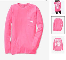 Load image into Gallery viewer, VS Pink Campus Long Sleeved Vertical Logo Grey Marl Top