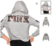 Load image into Gallery viewer, VS Pink Rose Gold Bling Perfect Full Zip Hoodie (medium)