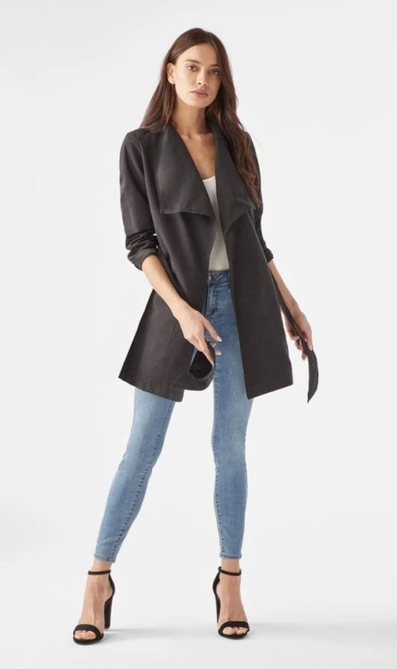 Black Lightweight Boutique Love Tree Trench Jacket