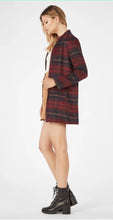 Load image into Gallery viewer, Wine Plaid Dressy Throw Over Boutique Jacket With Zipper
