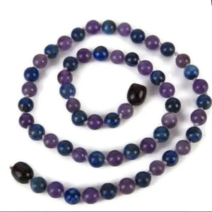 17" ADHD Focus Anger Amethyst Lapis Lazuli Necklace (genuine gemstones)