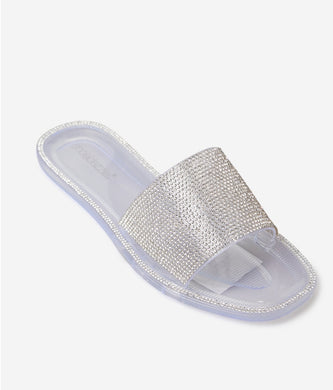 Berty Clear Jelly Embellished Flat Sandal