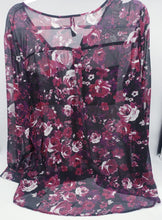 Load image into Gallery viewer, Sheer Floral Chiffon Long Sleeve Blouse